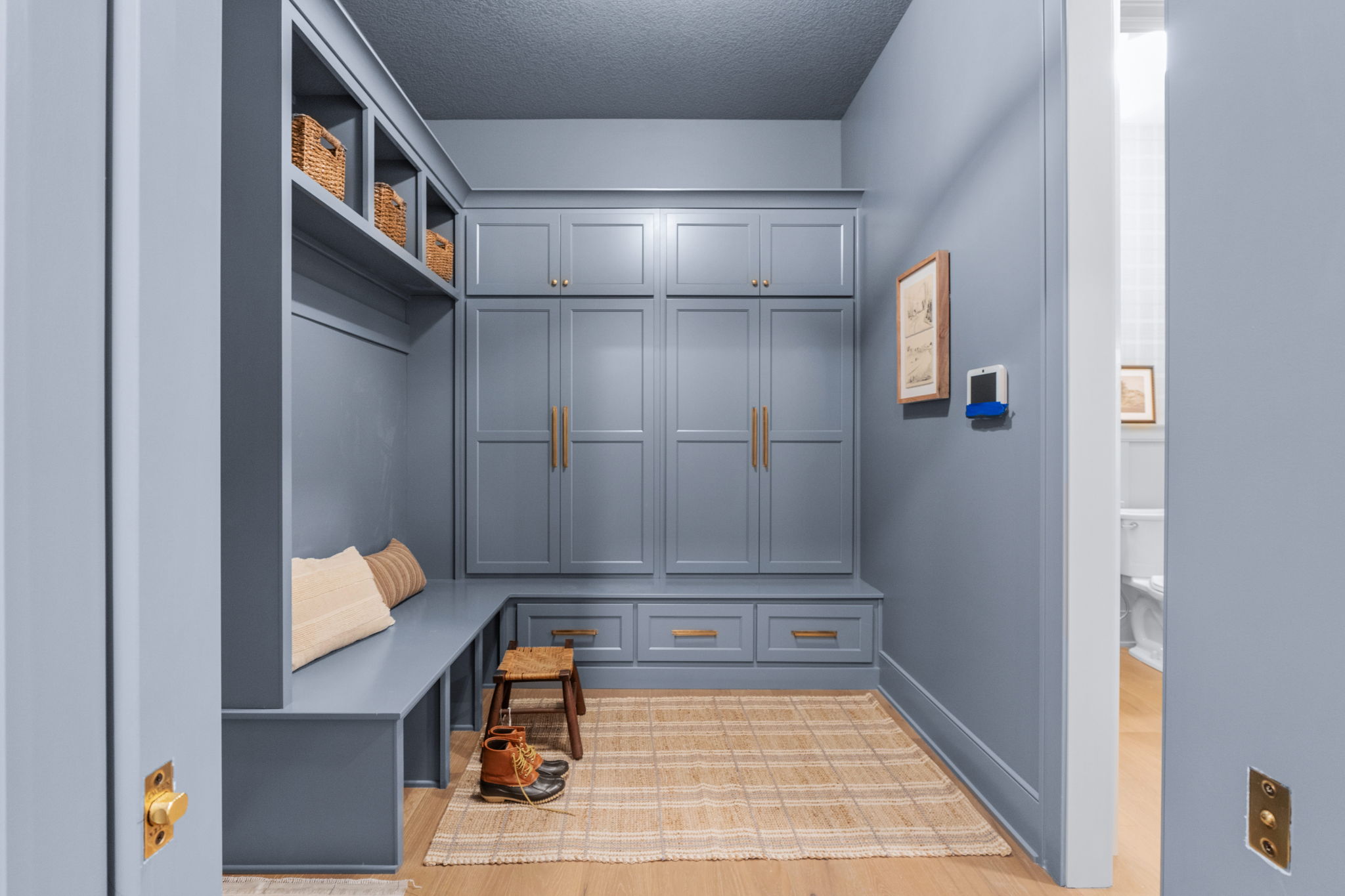 Blue colored mud room