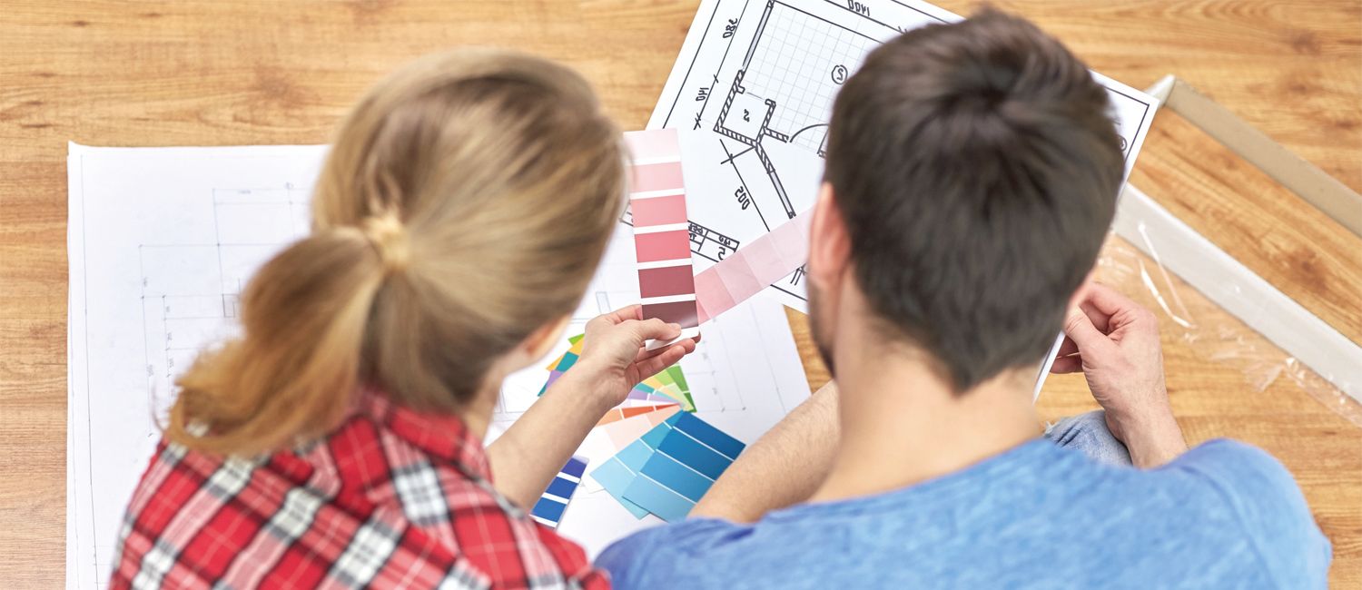 Couple planning paint colors